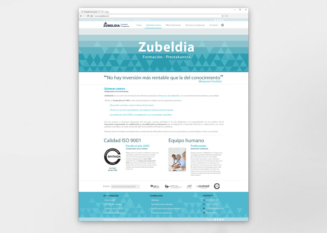 Diseño web responsive- Pantallazo - Zubeldia Formación